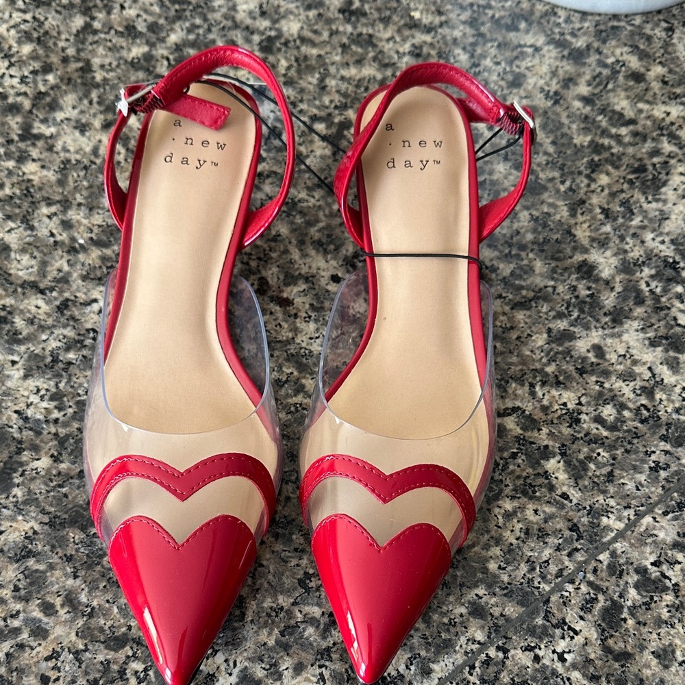 A New Day Red Heart Pointed Heels